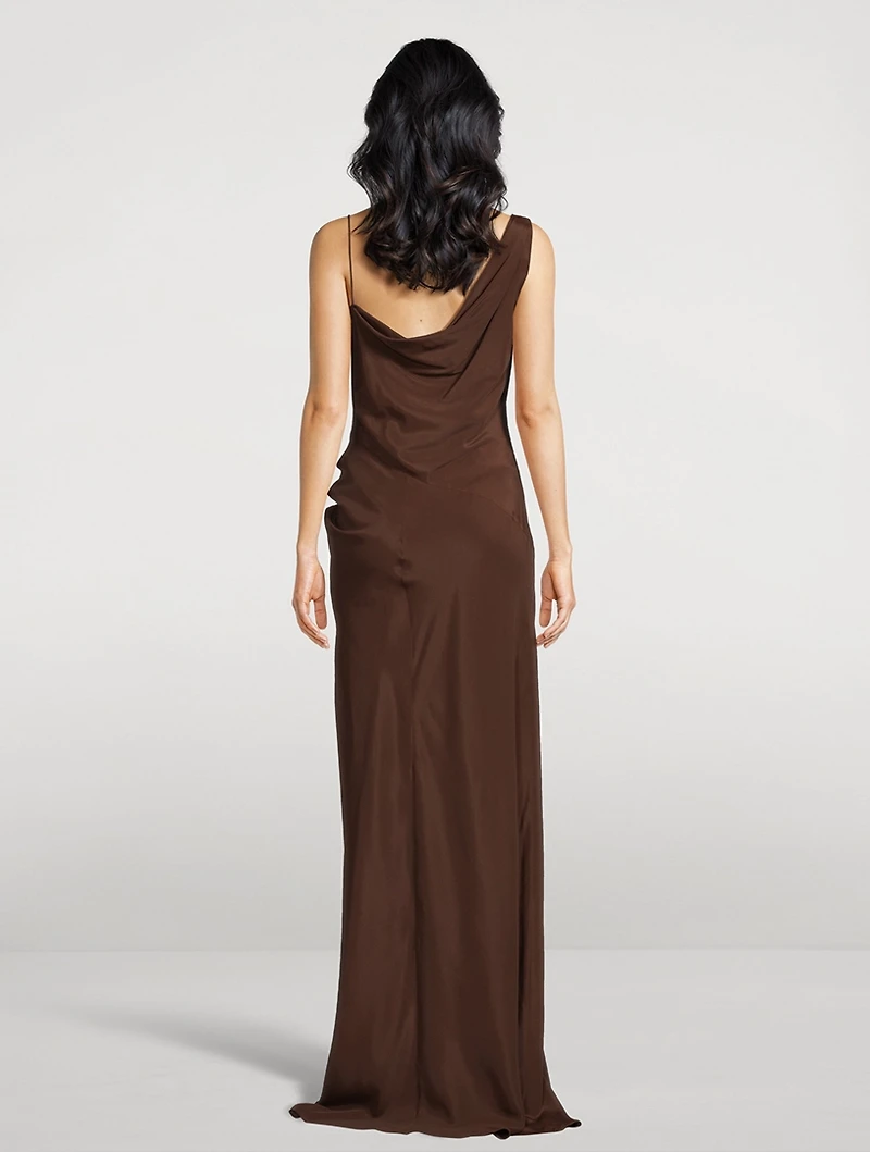 Crepe One-Shoulder Gown