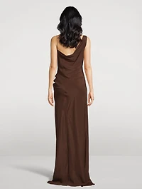 Crepe One-Shoulder Gown