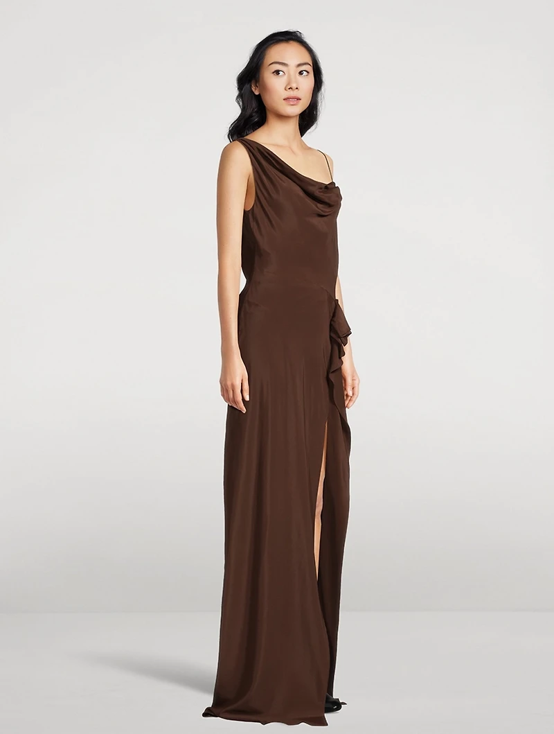 Crepe One-Shoulder Gown