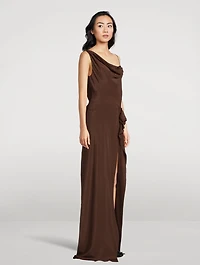 Crepe One-Shoulder Gown