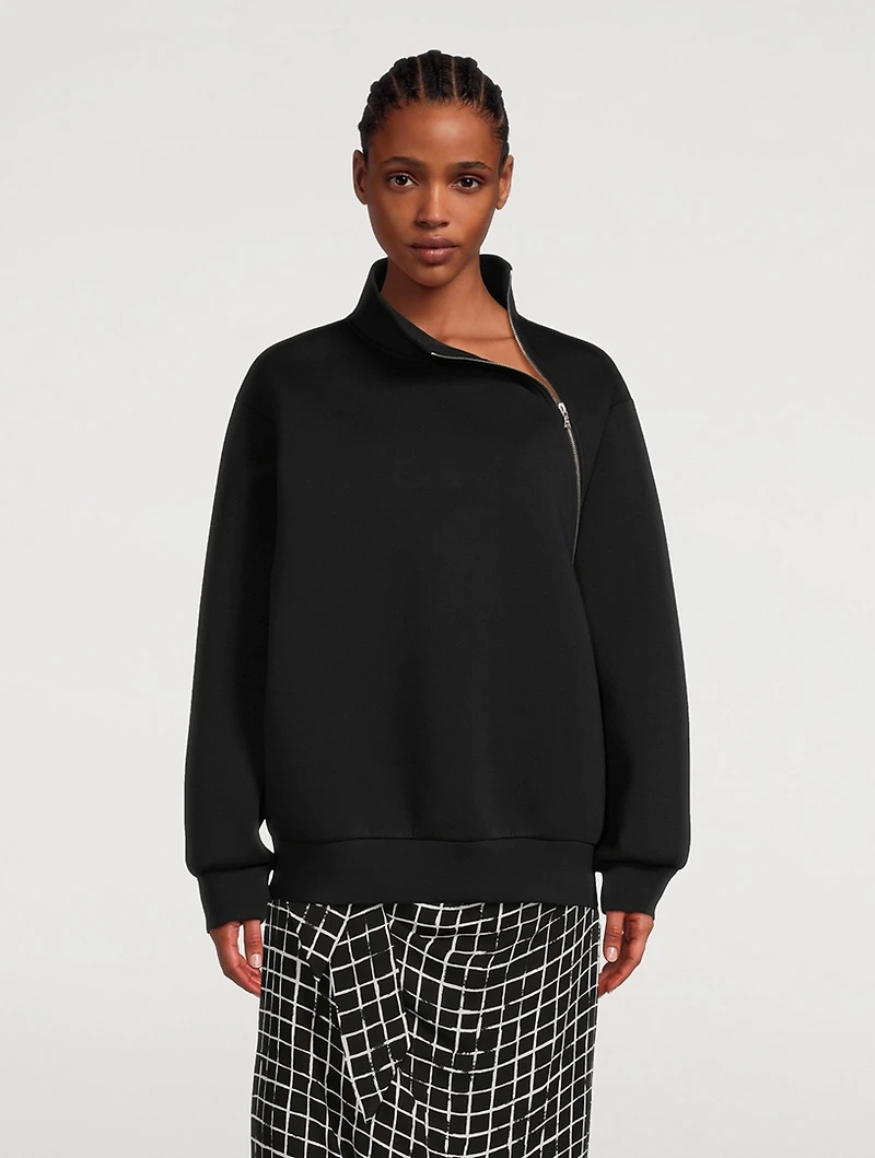 Zip Collar Oversized Sweatshirt