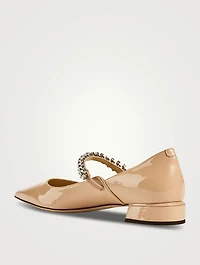 Bing Patent Leather Ballet Flats With Crystal Strap