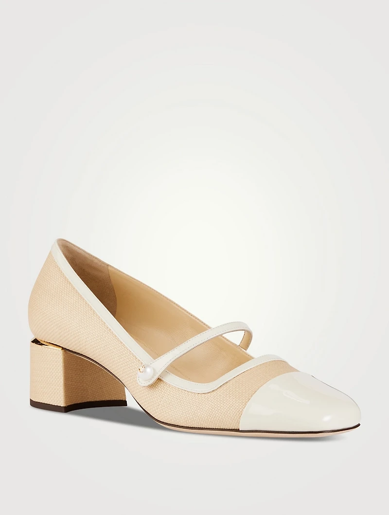Elisa Raffia Mary Jane Pumps