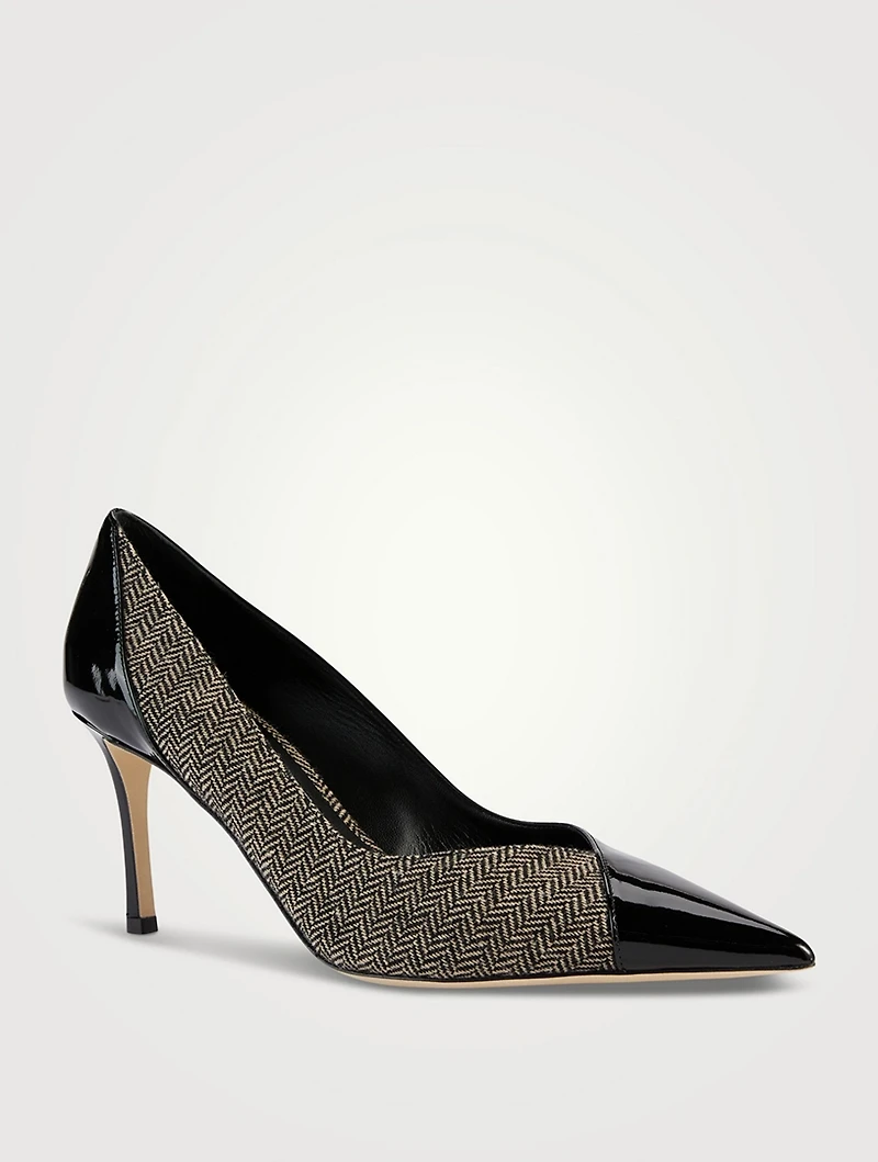 Cass Patent Leather And Herringbone Pumps