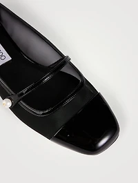 Elisa Leather And Mesh Mary Jane Ballet Flats