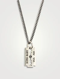 Silver Razor Blade Pendant Necklace