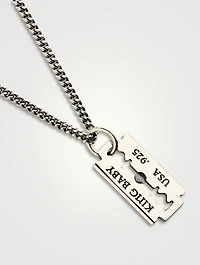 Silver Razor Blade Pendant Necklace