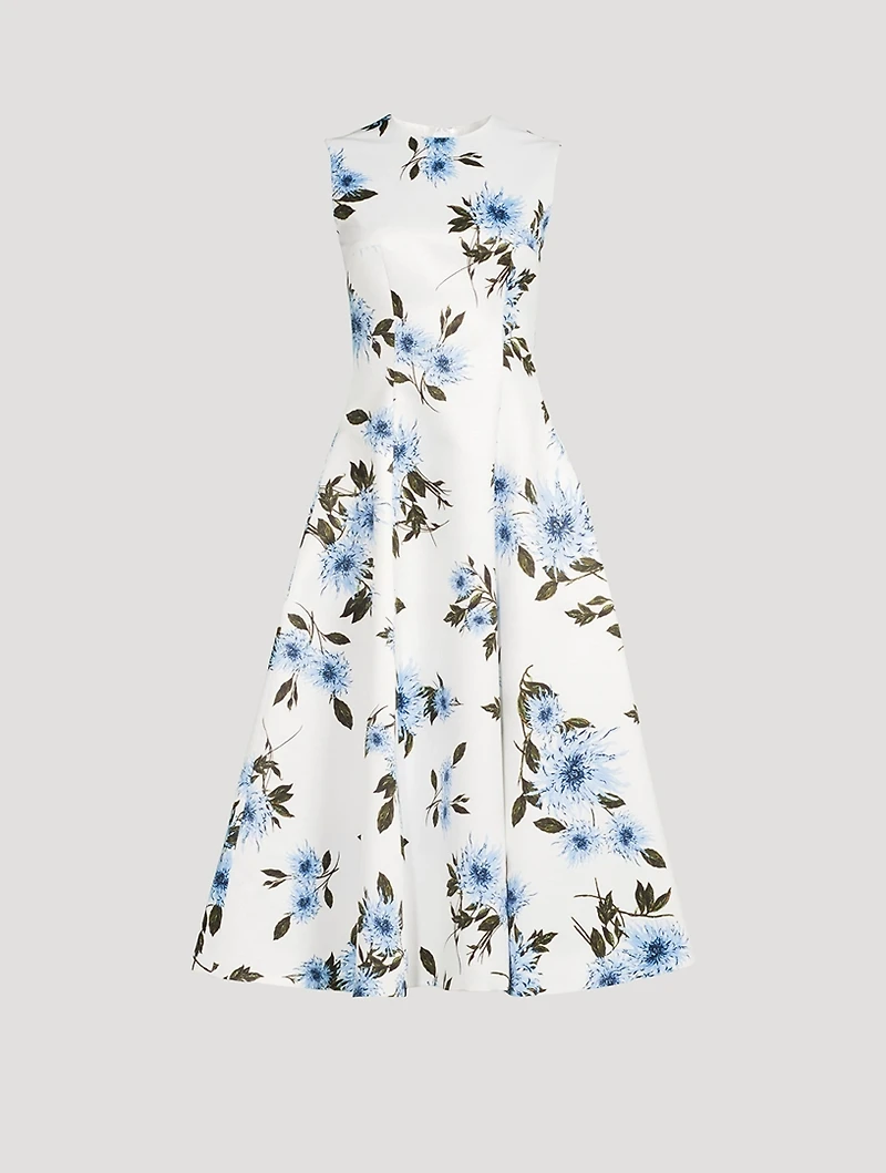 Mara Taffeta Faille Midi Dress Dahlia Print