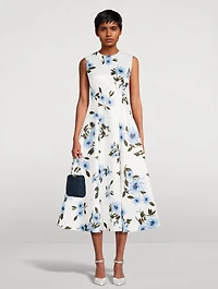 Mara Taffeta Faille Midi Dress Dahlia Print