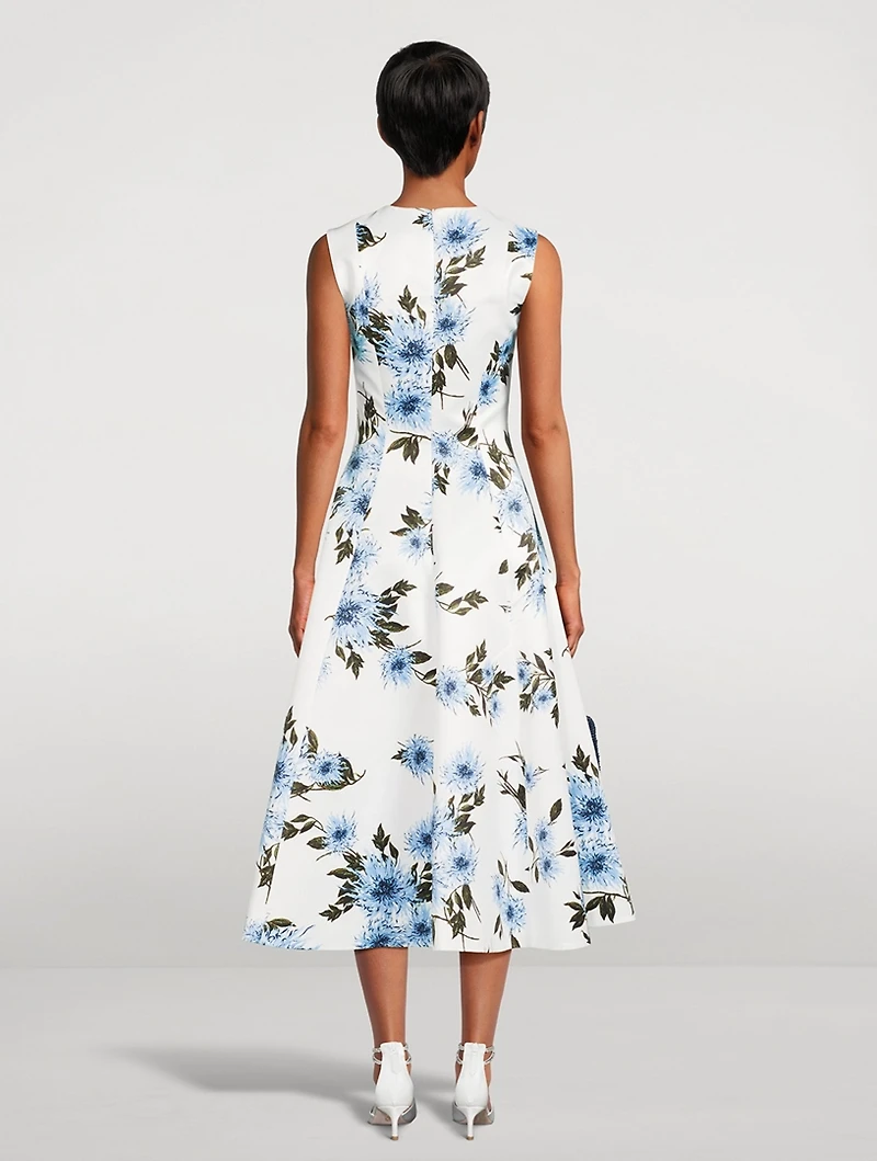 Mara Taffeta Faille Midi Dress Dahlia Print