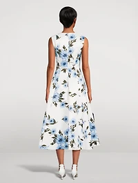 Mara Taffeta Faille Midi Dress Dahlia Print