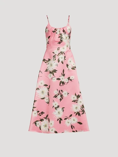 Wenna Taffeta Faille Midi Dress Dahlia Print