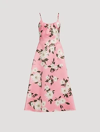 Wenna Taffeta Faille Midi Dress Dahlia Print