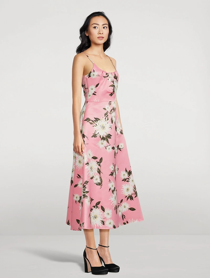 Wenna Taffeta Faille Midi Dress Dahlia Print