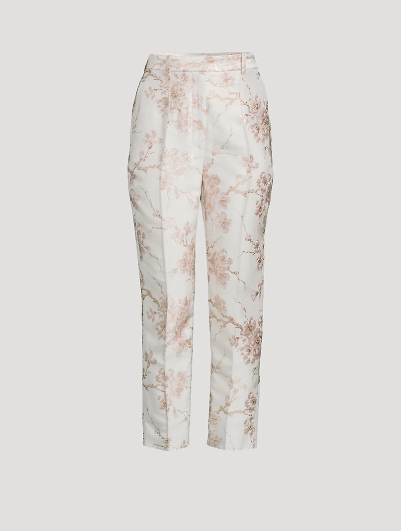 Blossom Jacquard Cigarette Trousers