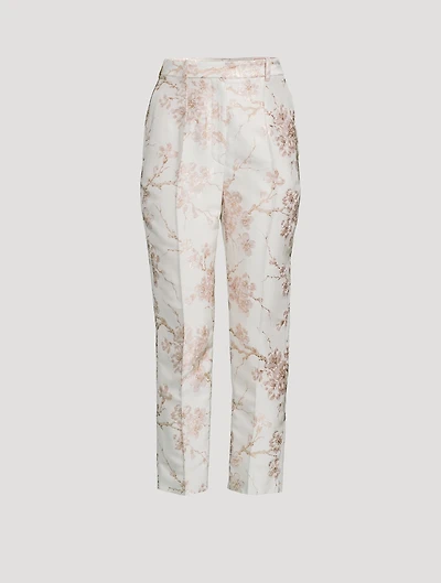 Blossom Jacquard Cigarette Trousers
