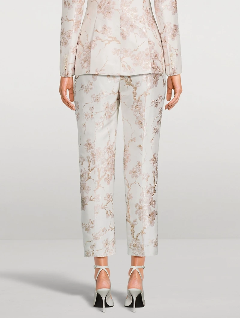 Blossom Jacquard Cigarette Trousers