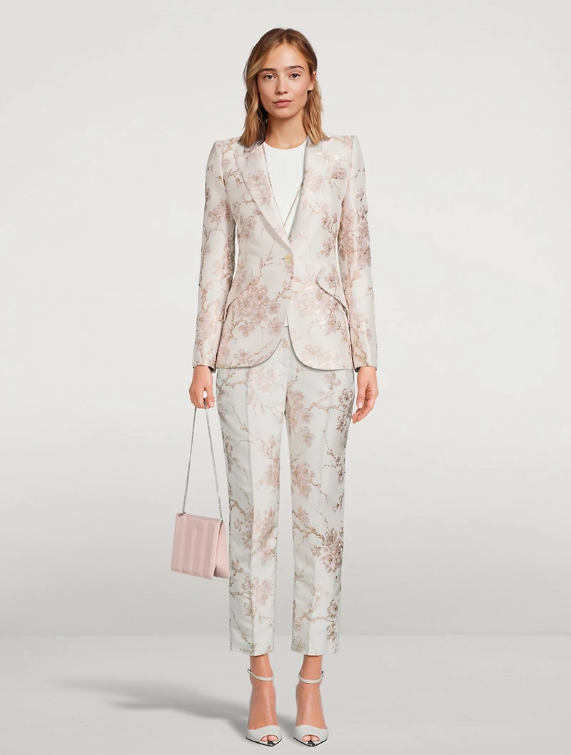Blossom Jacquard Cigarette Trousers
