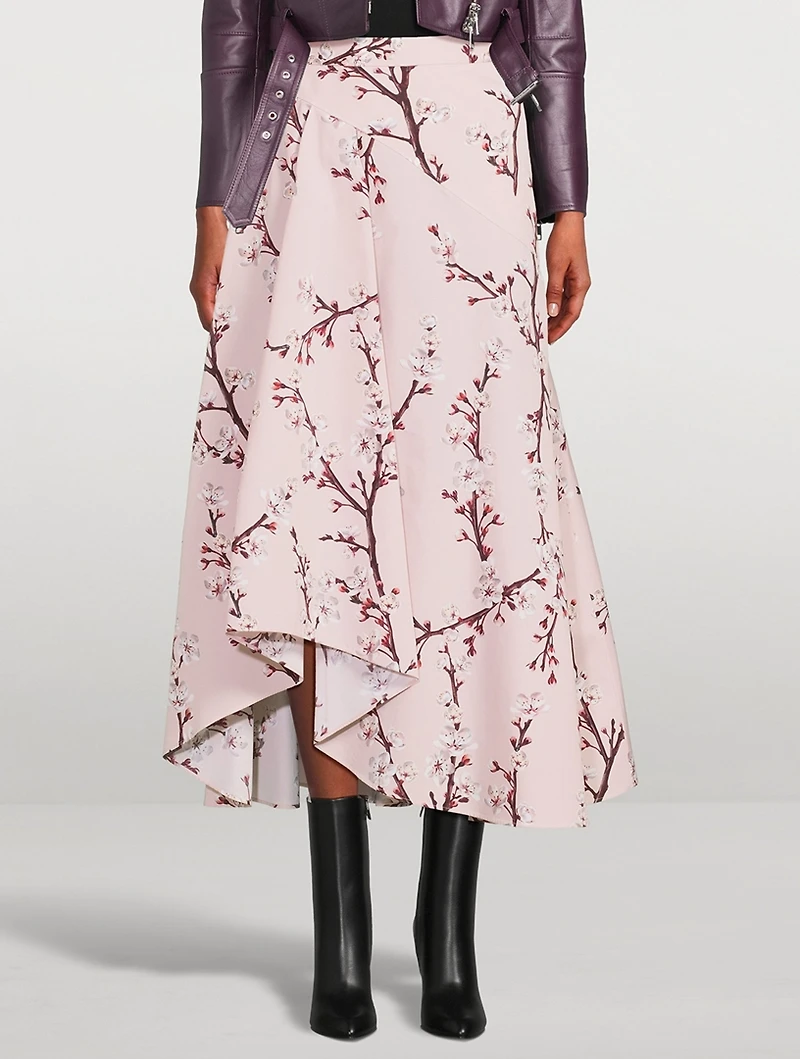 Poplin Midi Skirt Blossom Print