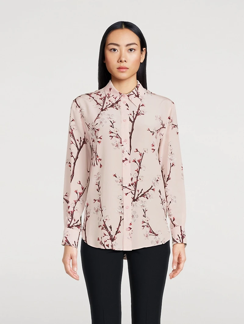 Silk Shirt Blossom Print