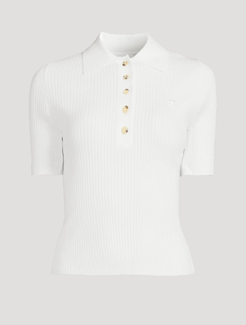 Rib-Knit Polo Shirt