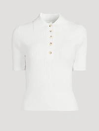 Rib-Knit Polo Shirt