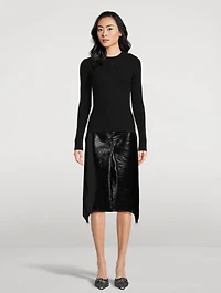 Snap-Trimmed Rib-Knit Top