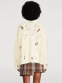 Distressed Cable-Knit Wool Sweater