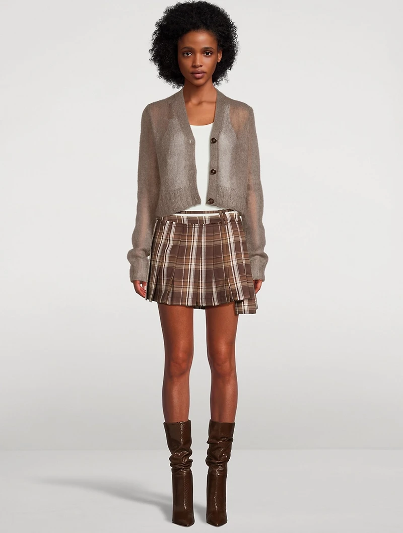 Pleated Mini Skirt Plaid Print