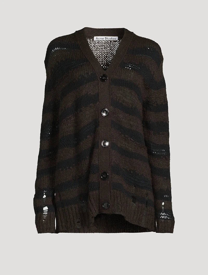 Distressed Stripe Jacquard Cardigan