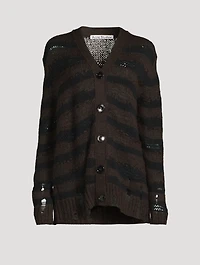 Distressed Stripe Jacquard Cardigan