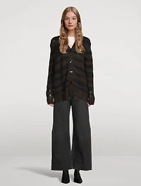 Distressed Stripe Jacquard Cardigan
