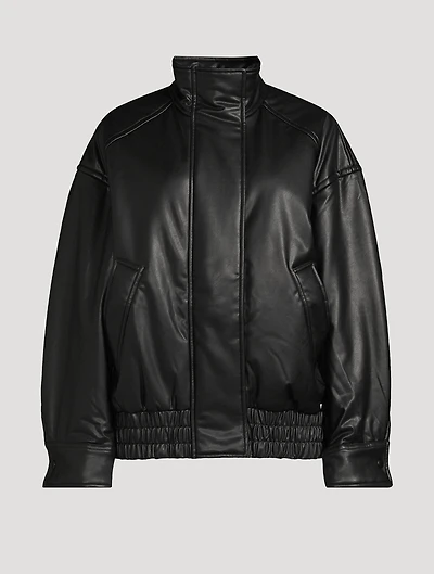 Faux Leather Bomber Jacket