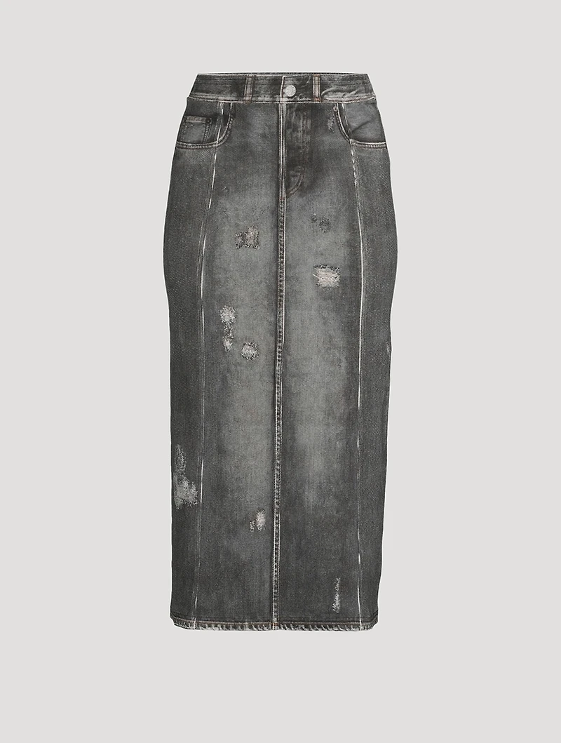 Midi Skirt Denim Print