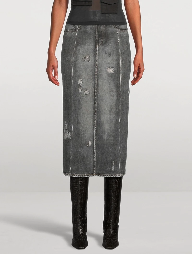 Midi Skirt Denim Print
