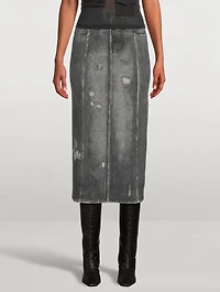 Midi Skirt Denim Print