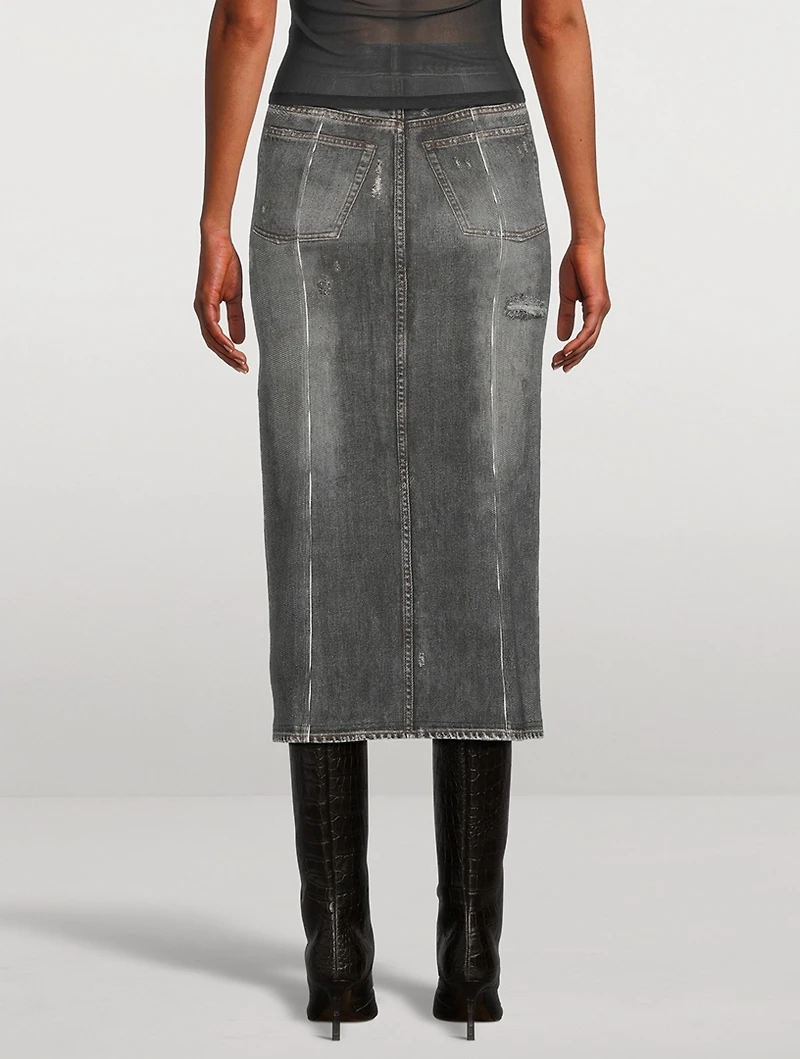Midi Skirt Denim Print