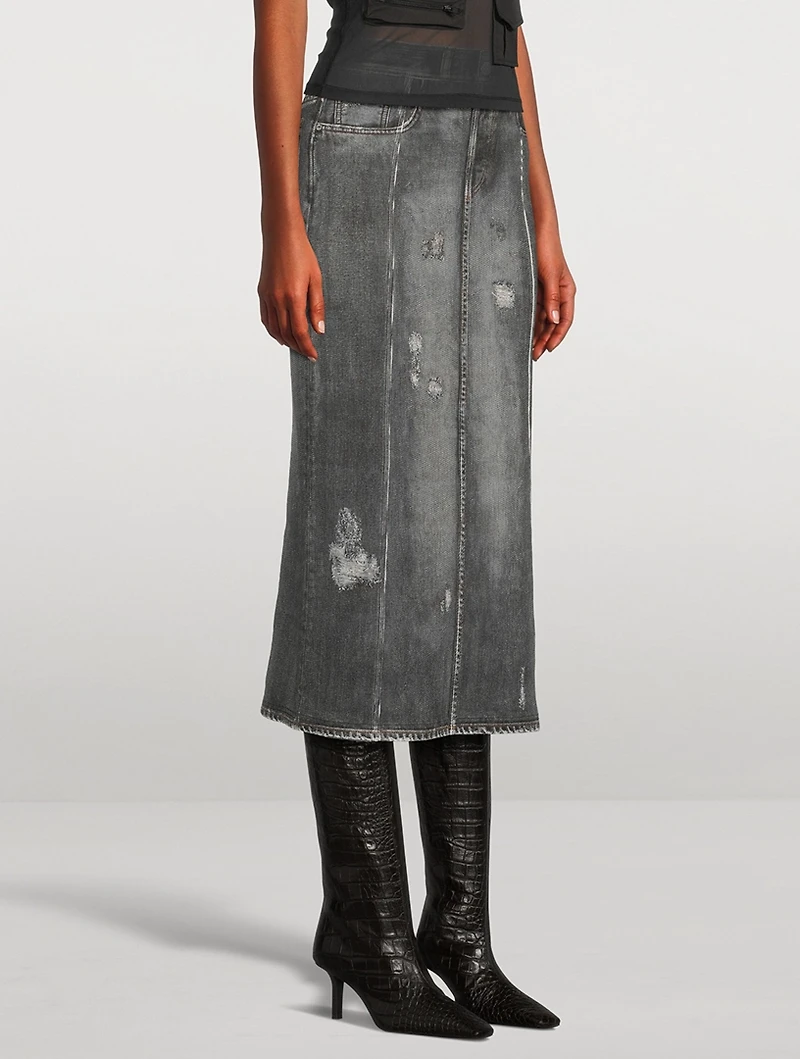 Midi Skirt Denim Print