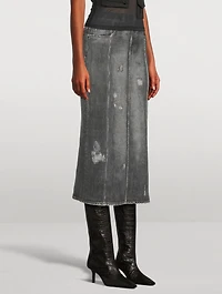 Midi Skirt Denim Print