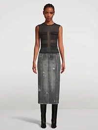 Midi Skirt Denim Print