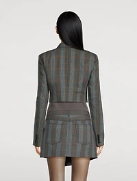 Cropped Blazer Plaid Print