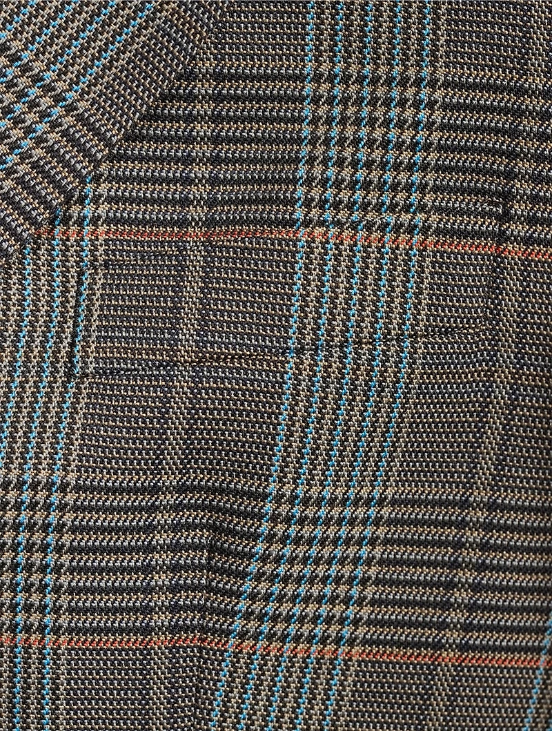 Cropped Blazer Plaid Print