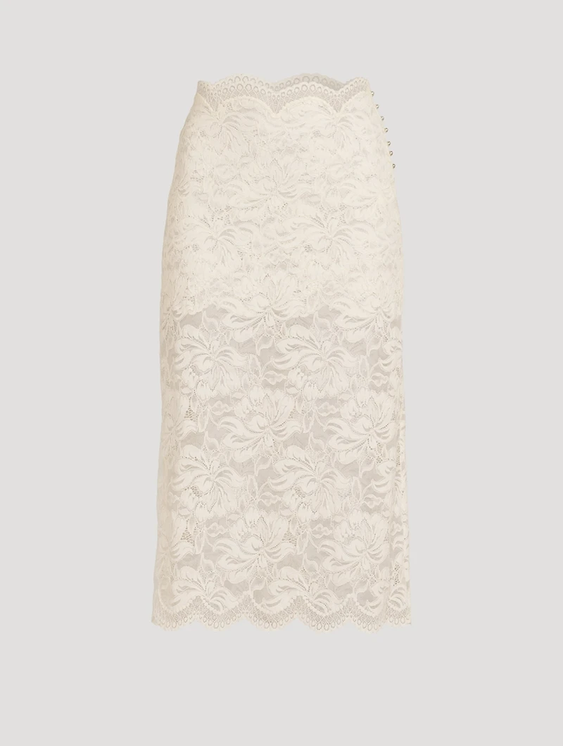 Stretch Lace Midi Skirt