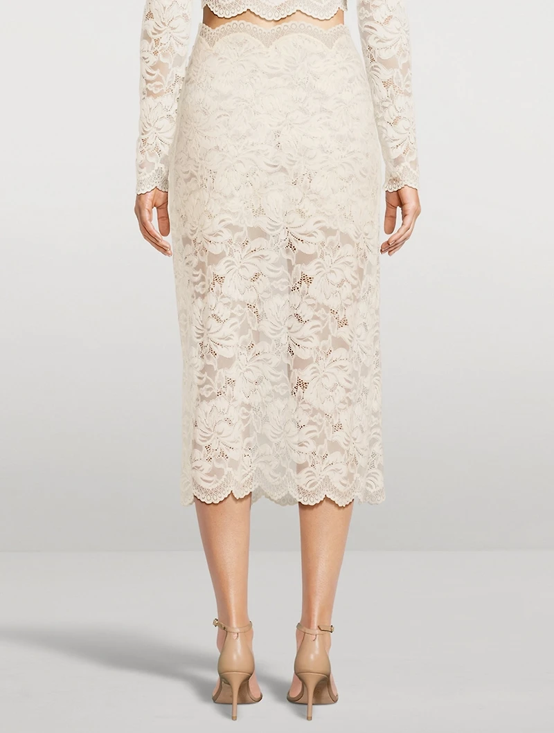Stretch Lace Midi Skirt
