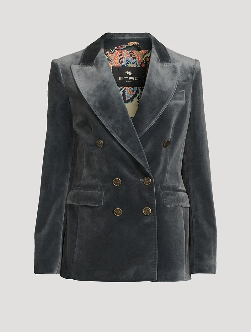 Double-Breasted Velvet Blazer