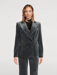 Double-Breasted Velvet Blazer