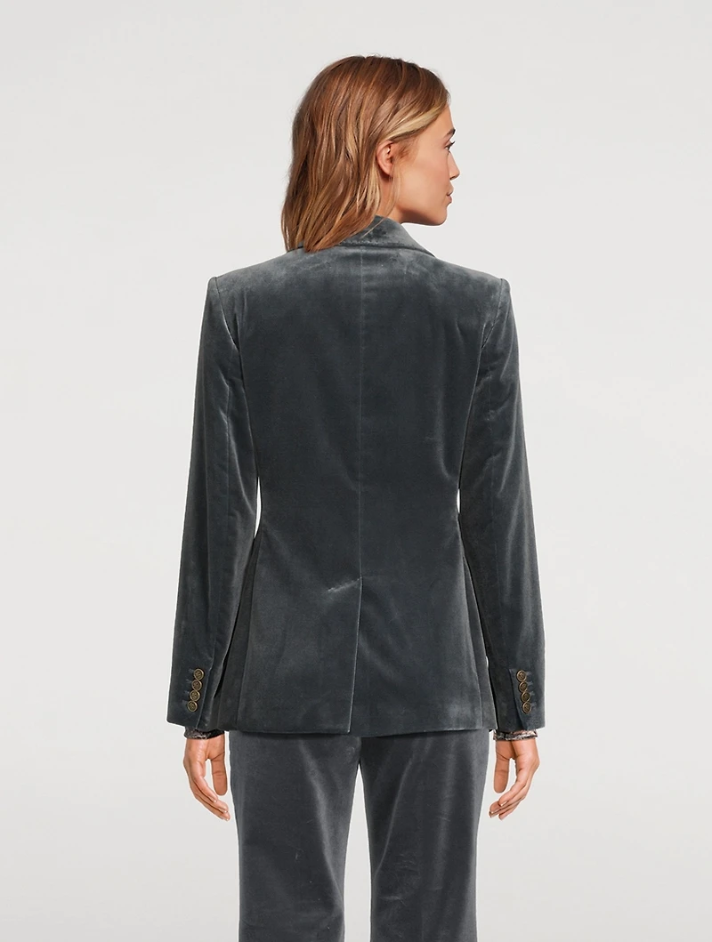 Double-Breasted Velvet Blazer