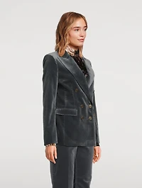 Double-Breasted Velvet Blazer