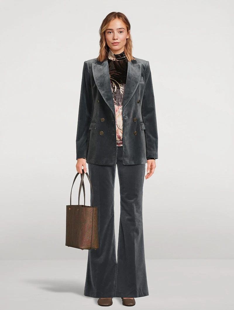 Double-Breasted Velvet Blazer