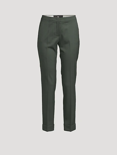 Stretch Wool Straight-Leg Trousers